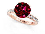 Rose gold Round Cut Garnet Solitaire Ring with Pavé Accents and Four-Prong Setting_1