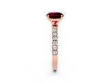 Rose gold Round Cut Garnet Solitaire Ring with Pavé Accents and Four-Prong Setting_2
