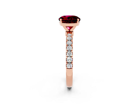 Rose gold Round Cut Garnet Solitaire Ring with Pavé Accents and Four-Prong Setting_2