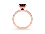Rose gold Round Cut Garnet Solitaire Ring with Pavé Accents and Four-Prong Setting_3