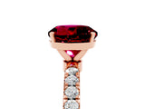 Rose gold Round Cut Garnet Solitaire Ring with Pavé Accents and Four-Prong Setting_5