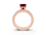 Rose gold Round Cut Garnet Solitaire Ring with Pavé and Channel Set Band_3
