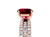 Rose gold Round Cut Garnet Solitaire Ring with Pavé and Channel Set Band_5