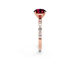 Rose gold Round Cut Garnet Solitaire Ring with Pave Band and Four Prong Setting_26
