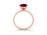 Rose gold Round Cut Garnet Solitaire Ring with Pave Band and Four Prong Setting_27