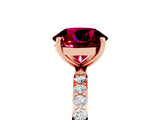 Rose gold Round Cut Garnet Solitaire Ring with Pave Band and Four Prong Setting_29