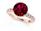 Rose gold Round Cut Garnet Solitaire Ring with Round  Pavé Band and Four-Prong Setting_37