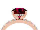 Rose gold Round Cut Garnet Solitaire Ring with Round  Pavé Band and Four-Prong Setting_40