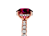 Rose gold Round Cut Garnet Solitaire Ring with Round  Pavé Band and Four-Prong Setting_41