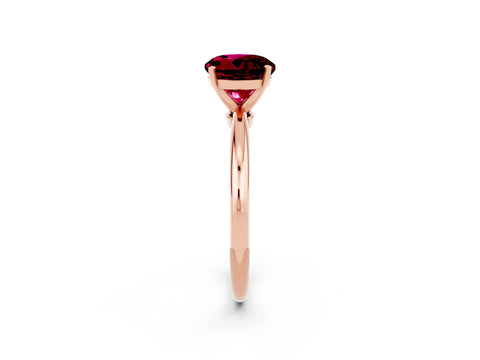 Rose gold Round Cut Garnet Solitaire Ring with Six-Prong Setting and Classic Band_2