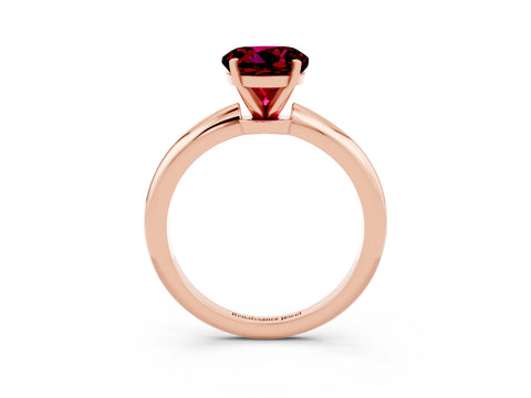Rose gold Round Cut Garnet Solitaire Ring with Six-Prong Setting and Classic Band_3