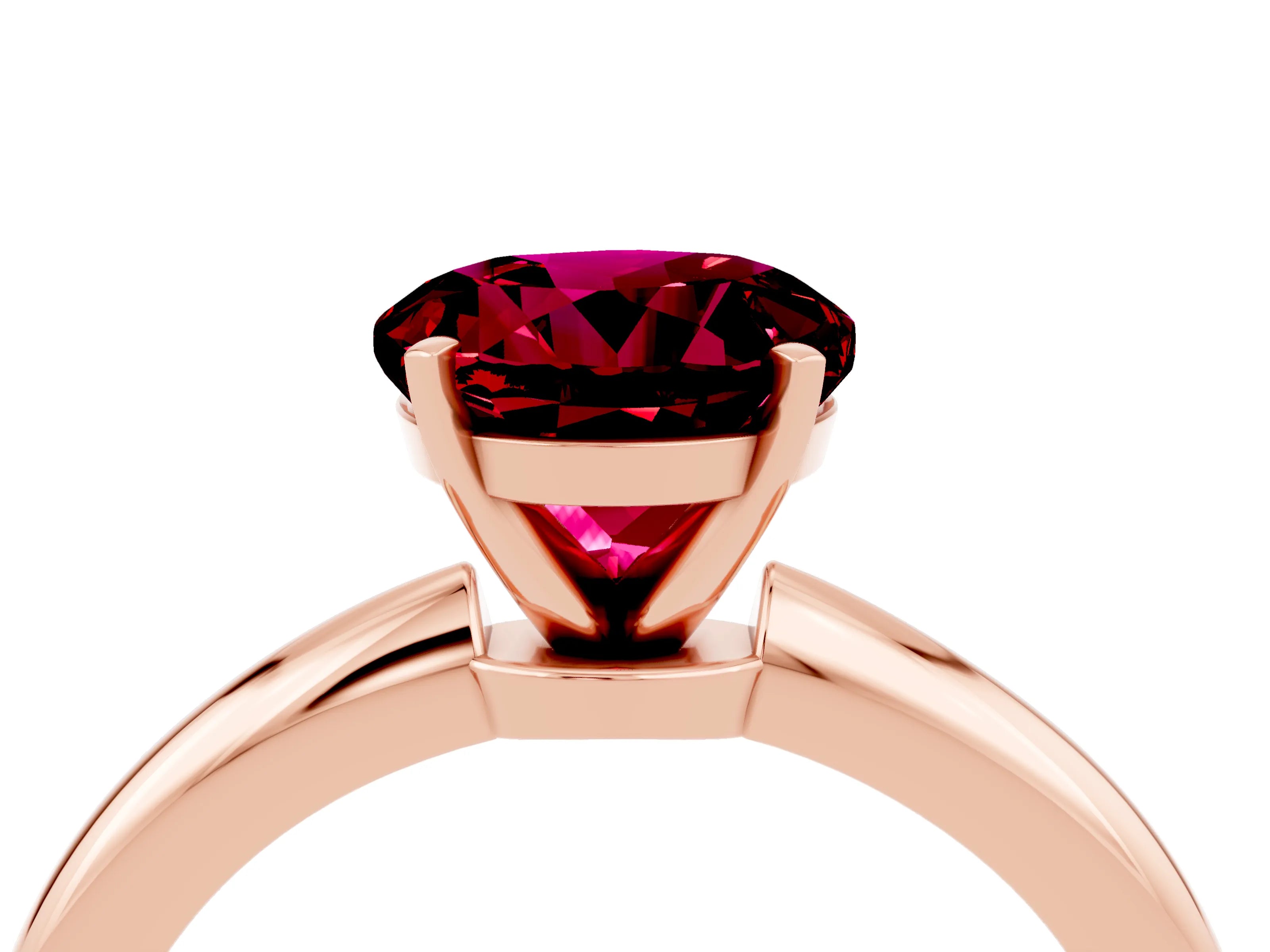 Rose gold Round Cut Garnet Solitaire Ring with Six-Prong Setting and Classic Band_4
