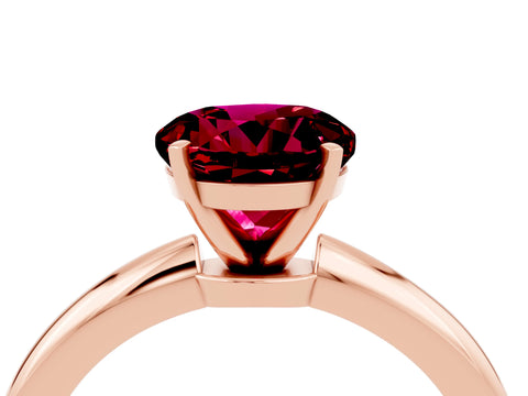 Rose gold Round Cut Garnet Solitaire Ring with Six-Prong Setting and Classic Band_4