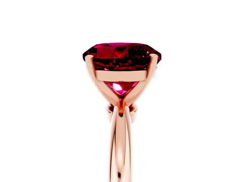 Rose gold Round Cut Garnet Solitaire Ring with Six-Prong Setting and Classic Band_5