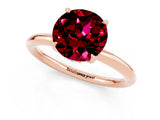 Rose gold Round Cut Garnet Solitaire Ring with Thin Band and Four-Prong Setting_13