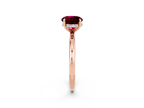 Rose gold Round Cut Garnet Solitaire Ring with Thin Band and Four-Prong Setting_14