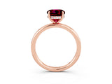 Rose gold Round Cut Garnet Solitaire Ring with Thin Band and Four-Prong Setting_15