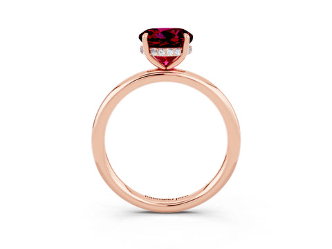 Rose gold Round Cut Garnet Solitaire Ring with Thin Band and Four-Prong Setting_15