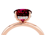 Rose gold Round Cut Garnet Solitaire Ring with Thin Band and Four-Prong Setting_16