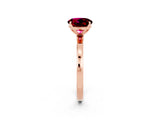 Rose gold Round Cut Garnet Solitaire Ring with Thin Band and Prong Setting_14