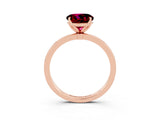 Rose gold Round Cut Garnet Solitaire Ring with Thin Band and Prong Setting_15