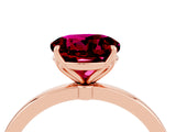Rose gold Round Cut Garnet Solitaire Ring with Thin Band and Prong Setting_16