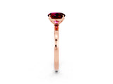Rose gold Round Cut Garnet Solitaire Ring with Thin Band and Prong Setting_26