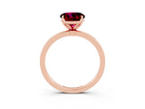 Rose gold Round Cut Garnet Solitaire Ring with Thin Band and Prong Setting_27