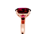 Rose gold Round Cut Garnet Solitaire Ring with Thin Band and Prong Setting_29