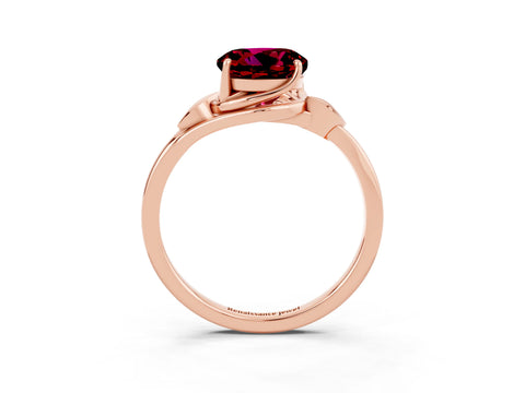 Rose gold Round Cut Garnet Solitaire Ring with Twist Band and Four-Prong Setting_27