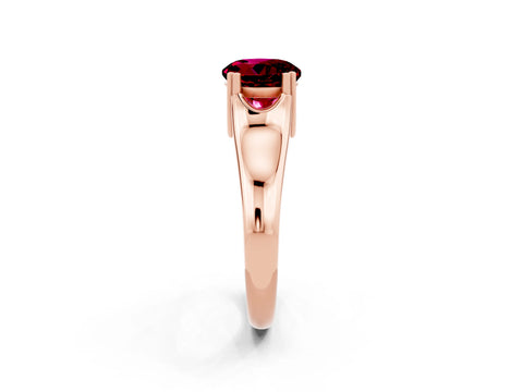 Rose gold Round Cut Garnet Solitaire Ring with Wide Band and Prong Setting_2