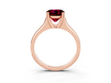 Rose gold Round Cut Garnet Solitaire Ring with Wide Band and Prong Setting_3