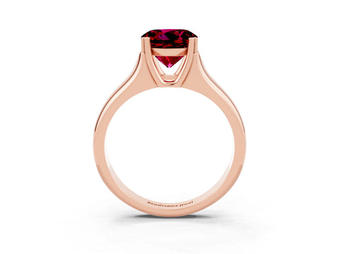 Rose gold Round Cut Garnet Solitaire Ring with Wide Band and Prong Setting_3
