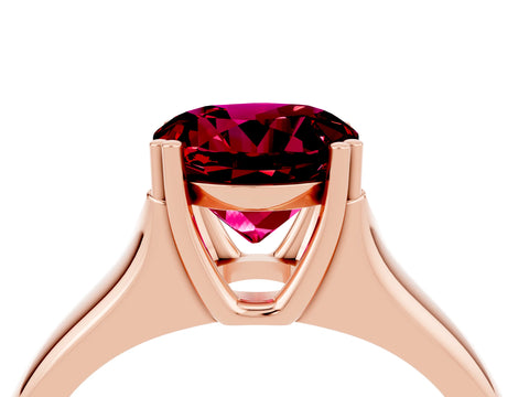 Rose gold Round Cut Garnet Solitaire Ring with Wide Band and Prong Setting_4