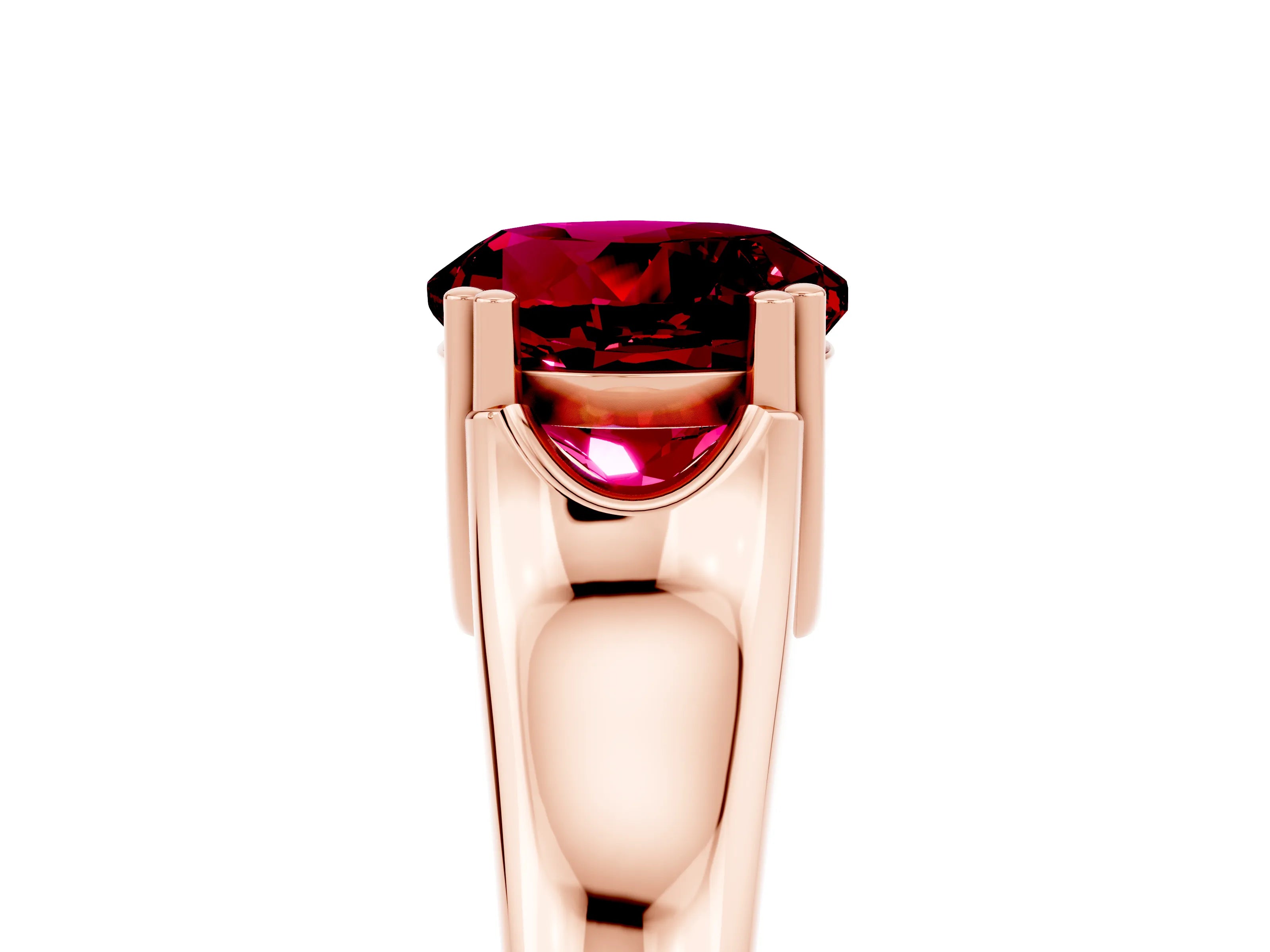 Rose gold Round Cut Garnet Solitaire Ring with Wide Band and Prong Setting_5