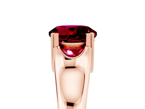 Rose gold Round Cut Garnet Solitaire Ring with Wide Band and Prong Setting_5