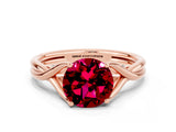 Rose gold Round Cut Garnet Solitaire Twist Band Prong Setting Ring_36