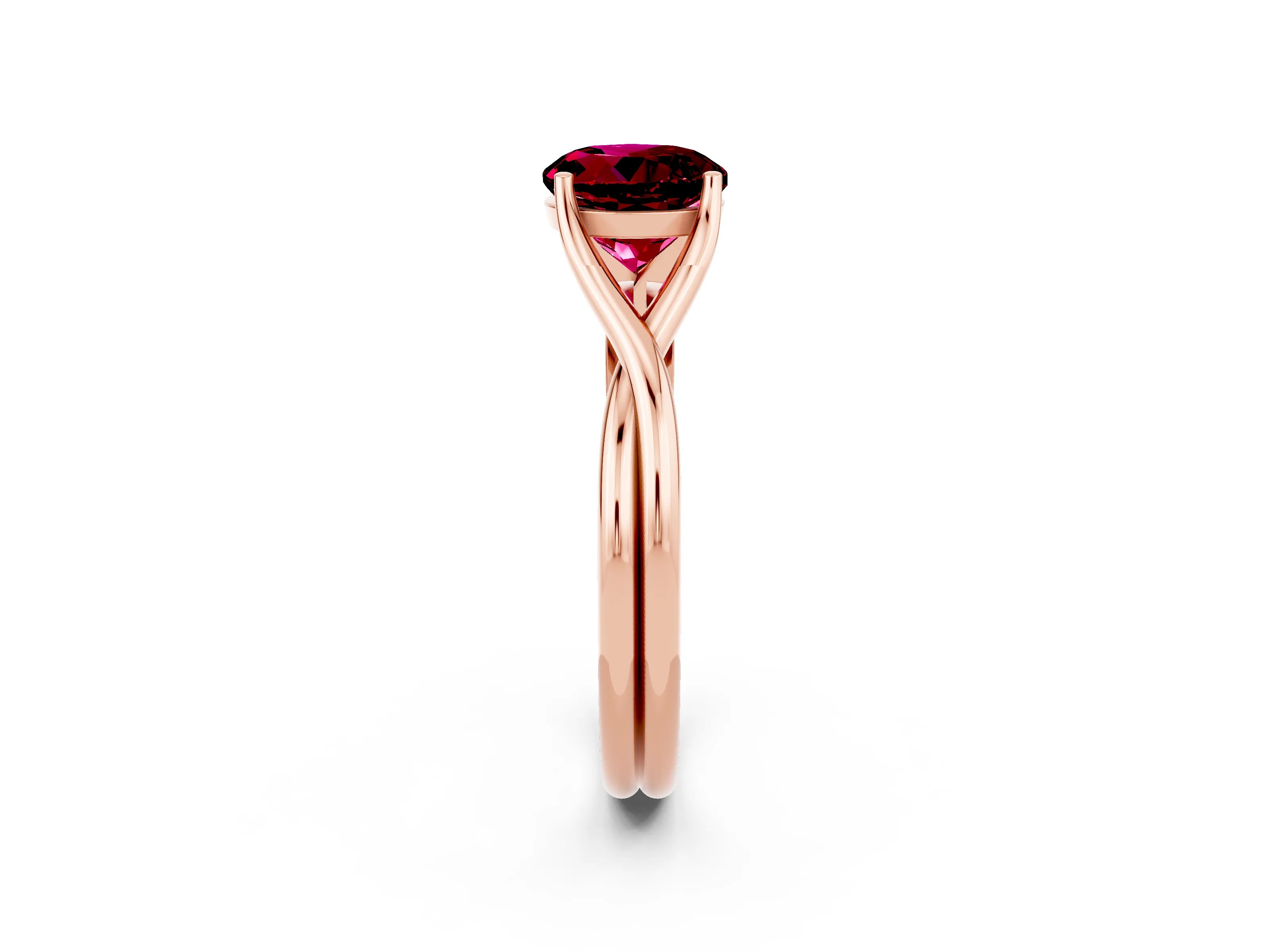 Rose gold Round Cut Garnet Solitaire Twist Band Prong Setting Ring_38