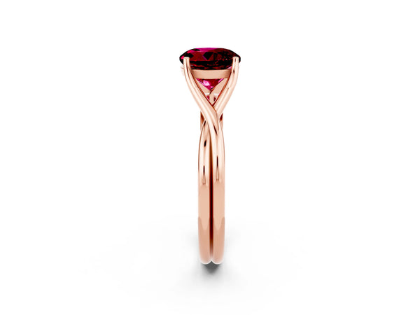 Rose gold Round Cut Garnet Solitaire Twist Band Prong Setting Ring