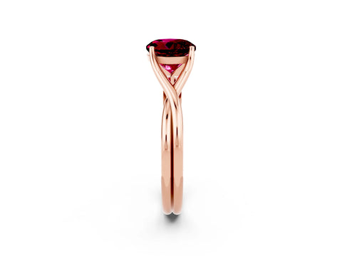 Rose gold Round Cut Garnet Solitaire Twist Band Prong Setting Ring_38