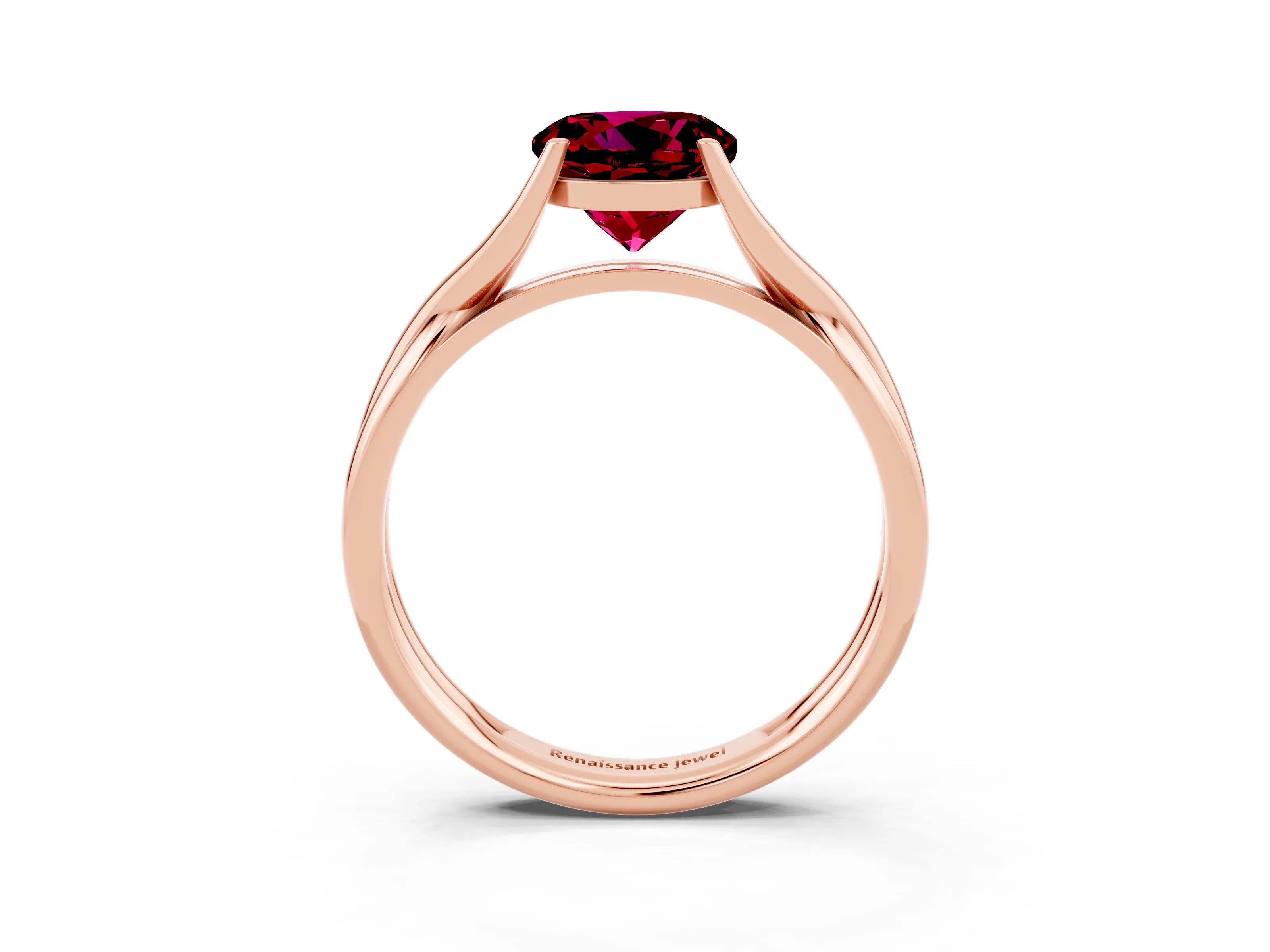 Rose gold Round Cut Garnet Solitaire Twist Band Prong Setting Ring_39