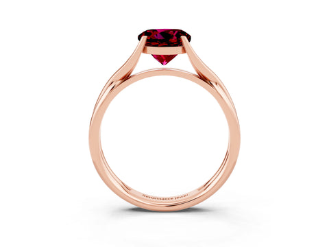 Rose gold Round Cut Garnet Solitaire Twist Band Prong Setting Ring_39