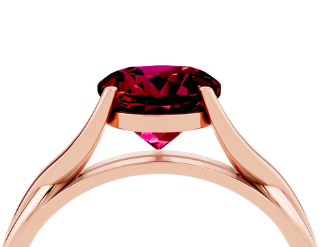 Rose gold Round Cut Garnet Solitaire Twist Band Prong Setting Ring_40
