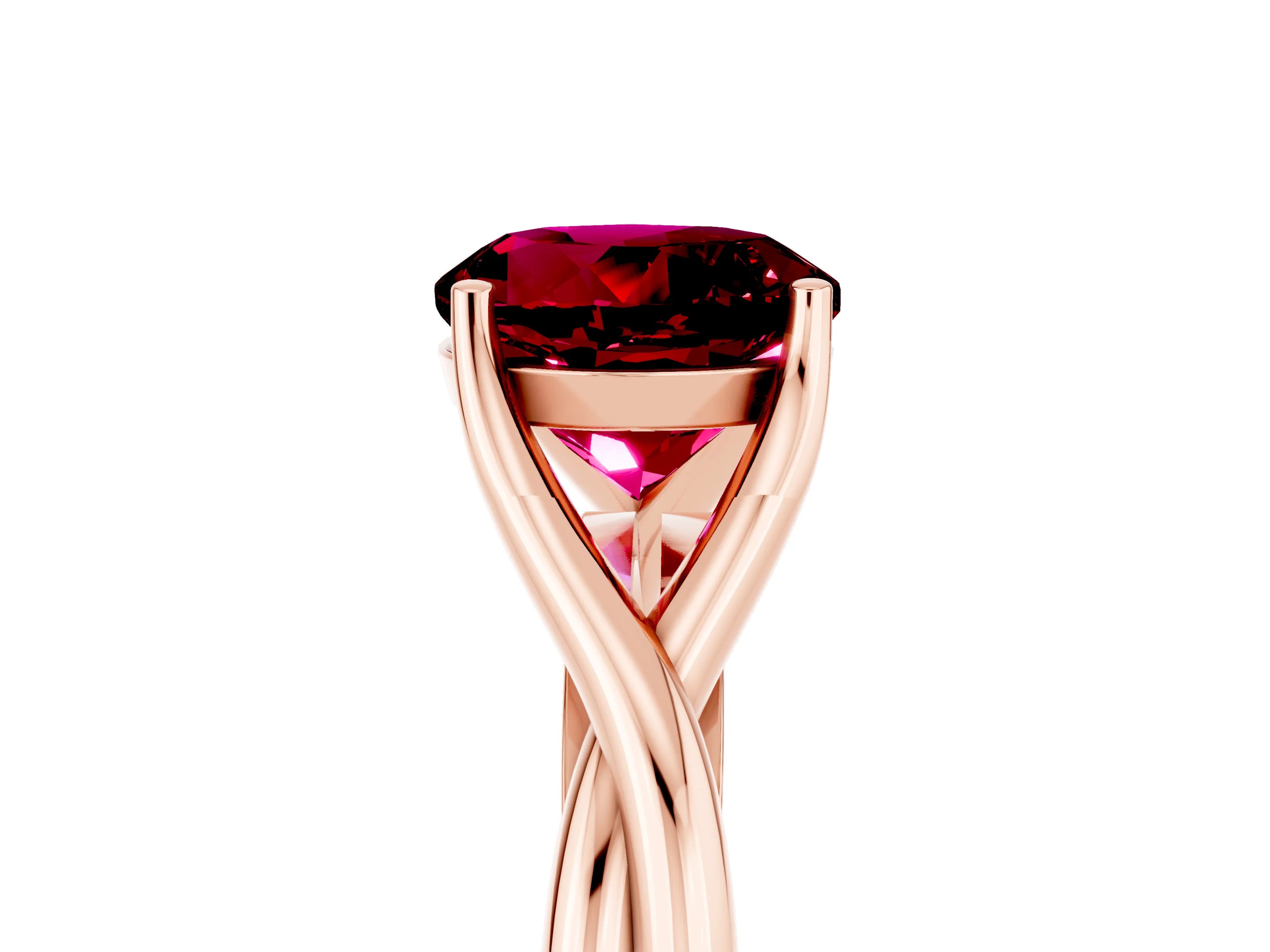 Rose gold Round Cut Garnet Solitaire Twist Band Prong Setting Ring_41