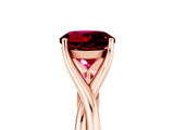 Rose gold Round Cut Garnet Solitaire Twist Band Prong Setting Ring_41