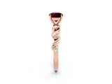 Rose gold Round Cut Garnet Solitaire Twisted Band with Round  Accents and Prong Setting_14