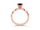 Rose gold Round Cut Garnet Solitaire Twisted Band with Round  Accents and Prong Setting_15