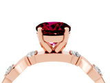 Rose gold Round Cut Garnet Solitaire Twisted Band with Round  Accents and Prong Setting_16