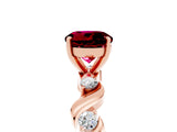 Rose gold Round Cut Garnet Solitaire Twisted Band with Round  Accents and Prong Setting_17