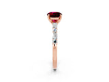 Rose gold Round Cut Garnet Solitaire with Side Baguettes and Channel Set Band_2